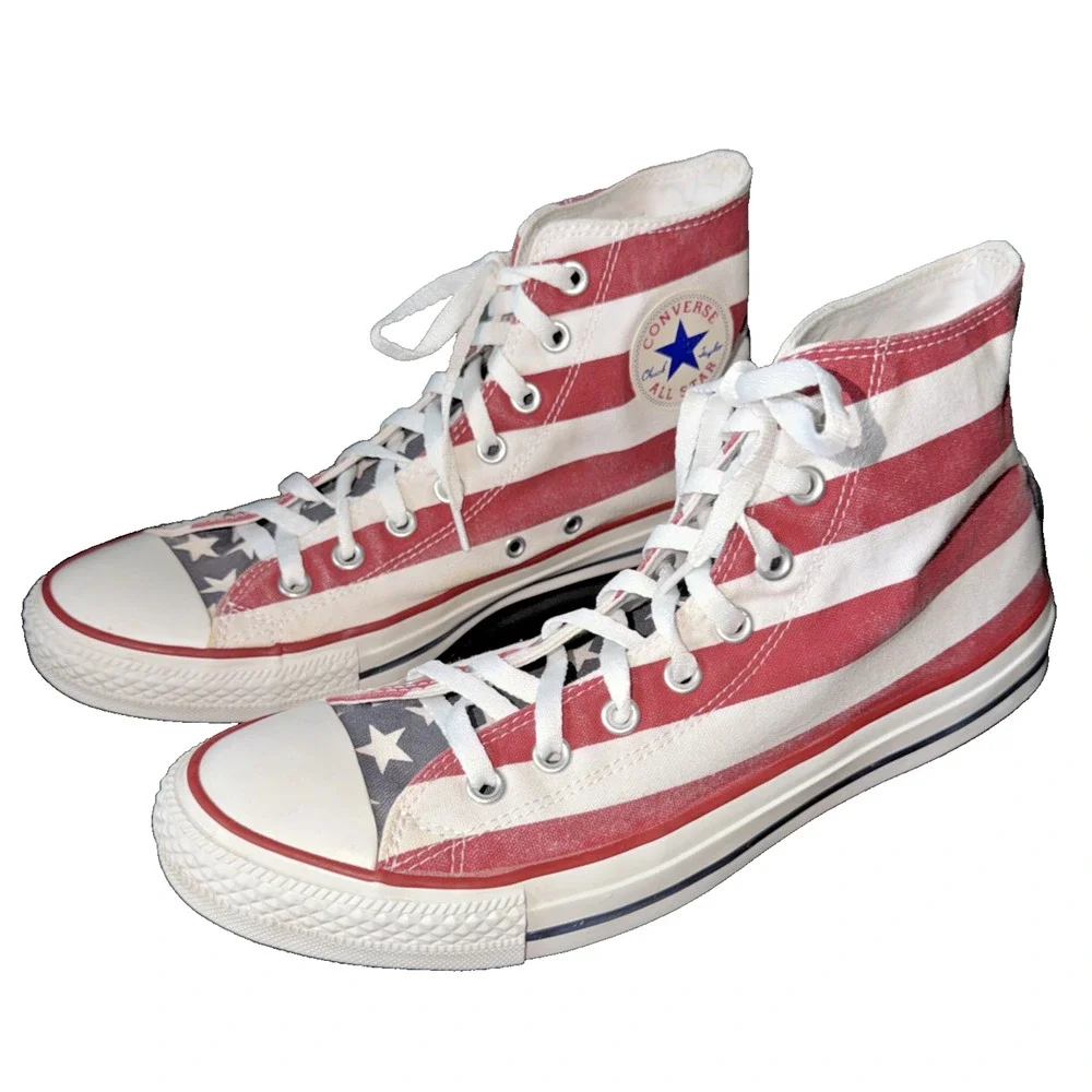 Converse American Flag Chuck Taylor High Tops Men 10 Women 12